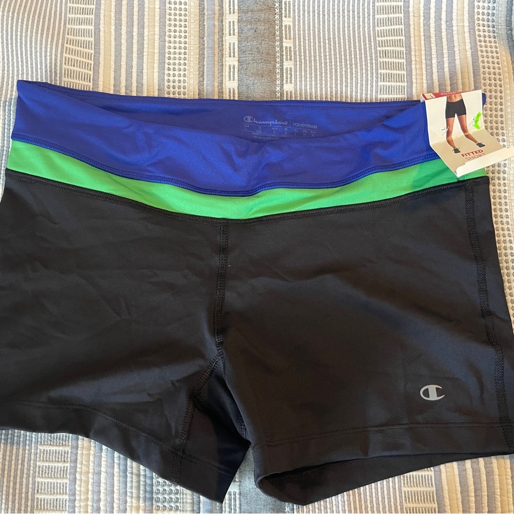 Champion Women's Black and Blue Athletic Shorts NWT size L